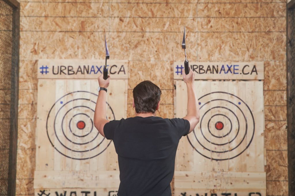 Different ways to do axe throwing and turn it into a workout